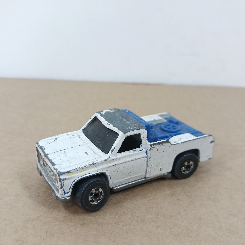 Vintage 1974 Hot Wheels White Blue Service Truck Diecast Mattel Hong Kong